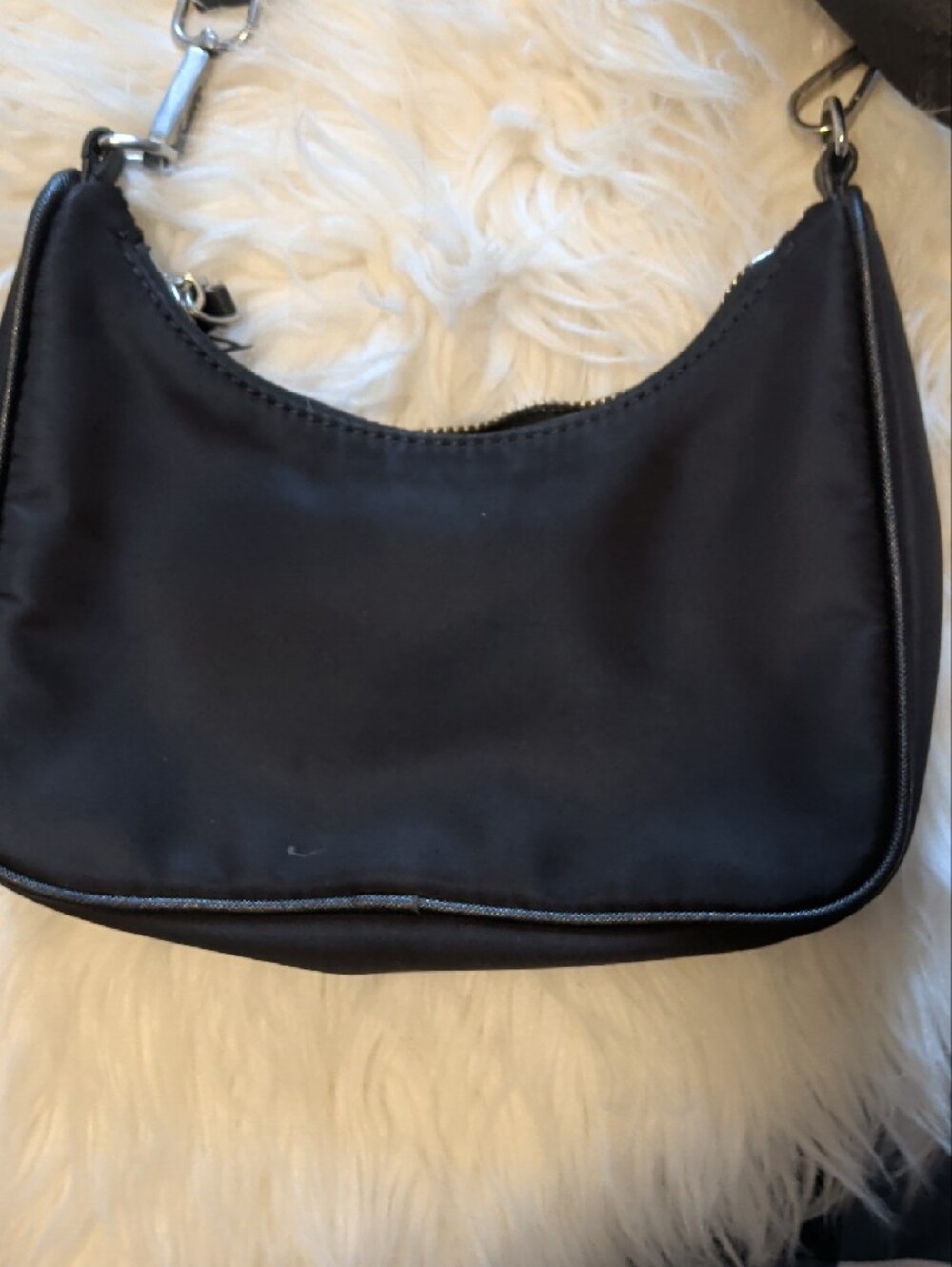Prada Black Nylon Mini Shoulder Bag with Logo Plaque - Picture 8 of 9